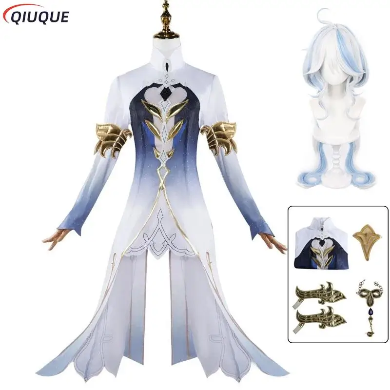 

Furina Genshin Impact Focalors Cosplay Costume Wig Fontaine God of Justice Dress Demonic Uniform Women Halloween Carnival Outfit