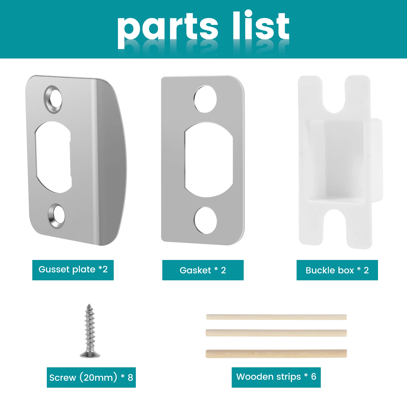 Door Latch Restorer Stainless Steel Door Lock Repair Plate with Spacers Sturdy Lock Security Repair Tool Easy Installation