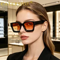 CATERSIDE Nouvelles Lunettes de Soleil Épaisses pour Hommes, Monture Carrée, Verres Dégradés, Lunettes de Soleil de Luxe pour Femmes, Cadeau Idéal pour Voyages en Extérieur, Protection UV400 2