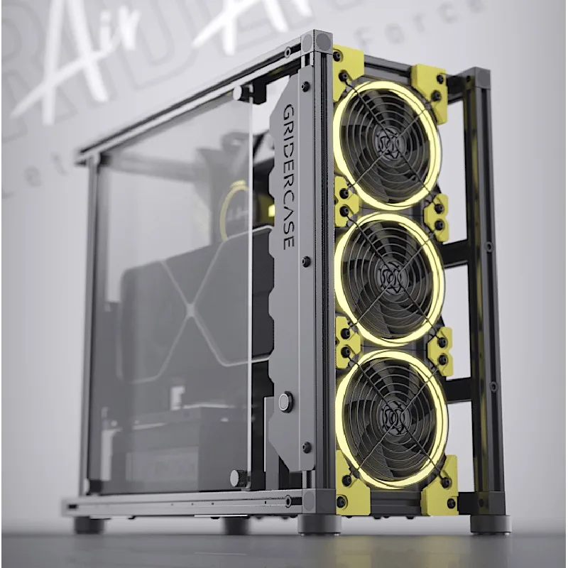 VEDDHA 베타 V2.0 럭셔리 에디션 - 오픈 프레임 ATX 케이스, 맞춤형 DIY 수냉 및 산업 디자인을 위한 풀 알루미늄