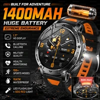 Montre connectée militaire pour hommes, grande batterie 1400mAh, 1.7 "HD, appel Bluetooth, étanche 10ATM, Flash LED, SOS, moniteur de santé, montres de Sport 1