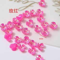 100pcs Mini Resin Flower Petals - Shimmering AB Colors for DIY Jewelry & Nail Art Decor (Rose red)