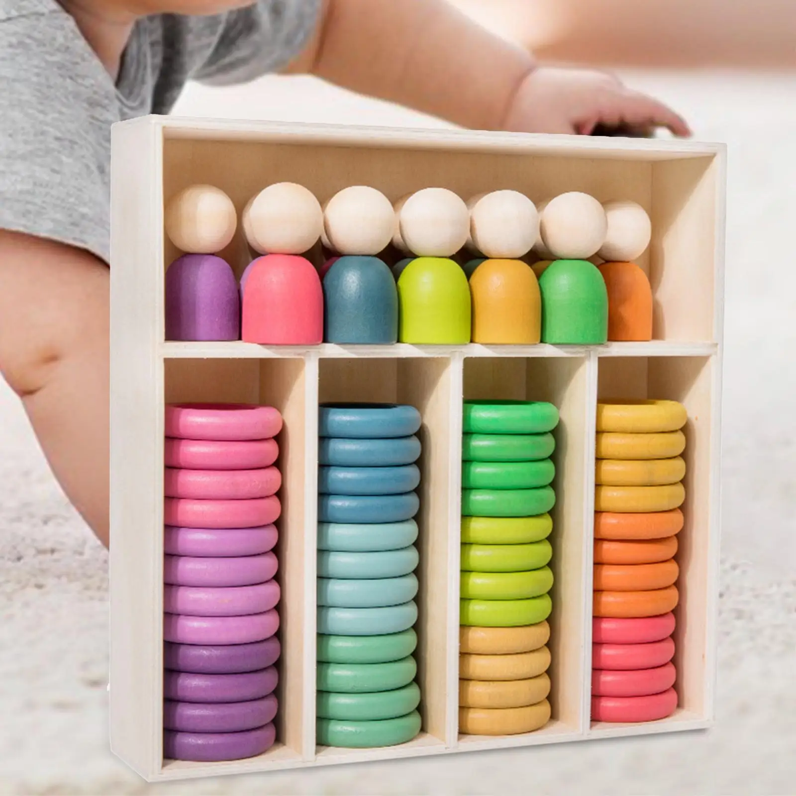 

Wooden Rainbow Stacking Sorting Toys Fine Motor Skill Sensory Toy Rainbow Stacking Blocks Montessori Toy for Kids Preschool Toy