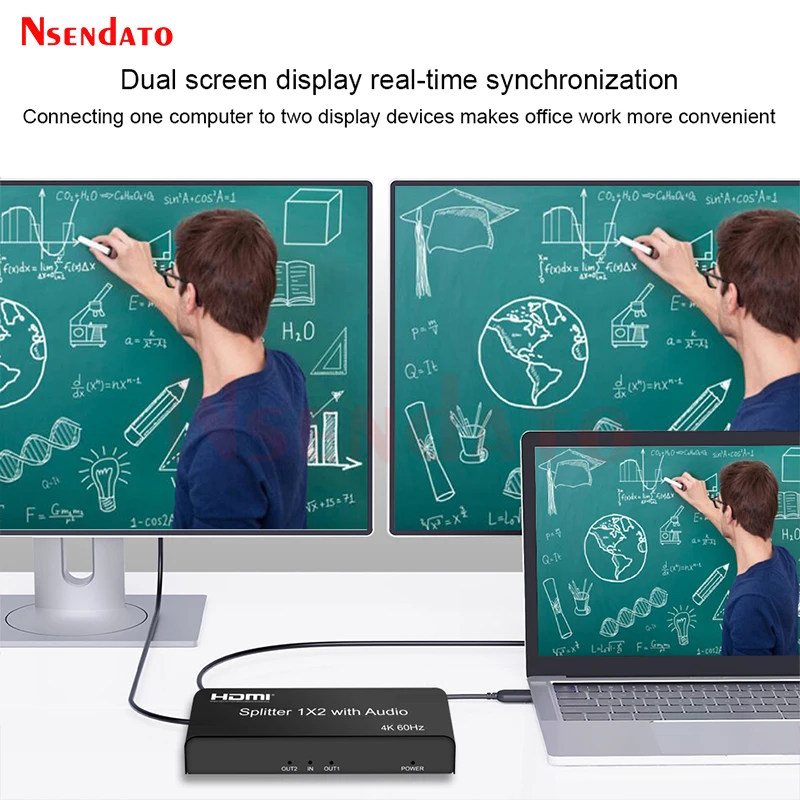 4K 60hz HDMI Splitter 1x2 with Optical R/L Audio Video Converter 1 In 2 Out HDMI Splitter For PC To TV Display amplifier DVD STB