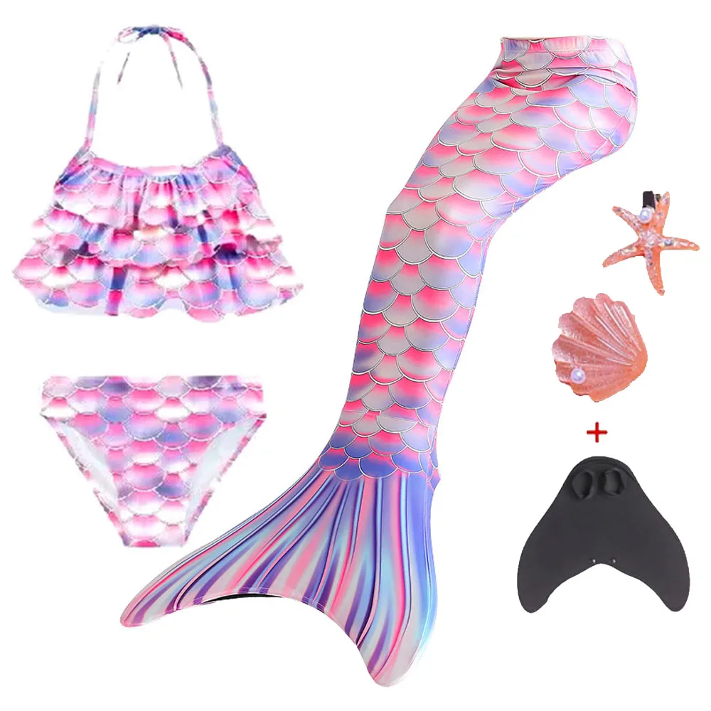 Girls Tail Mermaid Tails Beach Costume Clothing With Monofins Bikini Swimming Cosplay Littli Mermaid Tail Children Swimwear