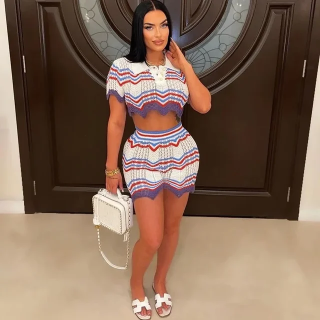 Addison Knitted Striped Short Set 4