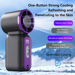 Ultra - Quiet Powerful Wind USB Rechargeable Pocket Fan with Digital Display (PURPLE)
