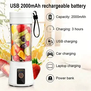 2 colors gorgeous Portable USB charging mini blender and juicer - 3 modes, digital display, 12 blades, 15 OZ, easy to clean, sui 1