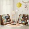 Kids Bookshelf and Storage Organizer,Sling Children Bookcase,Baby Toddler Wooden Book Shelf,Display Cabinet for Playroom,Bedroom 4