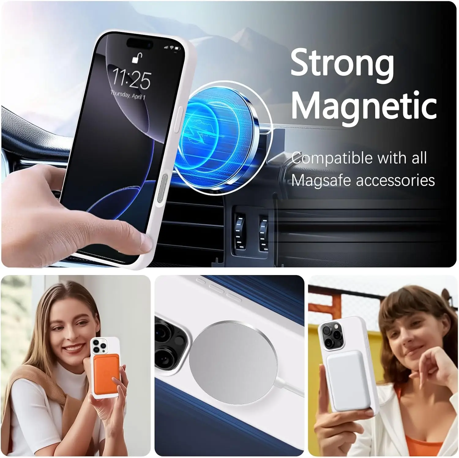 Official Magnetic Liquid Silicone Phone Case with MagSafe Charge Protector - Soft Cover