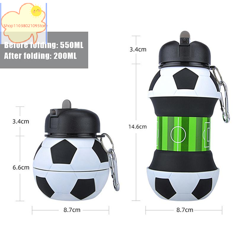 【HT】【HT】Fold Water Bottle Cups Mug Outdoor Sports Basketball Baseball Tennis Golf School Leakproof Portable Kids Water Bottle