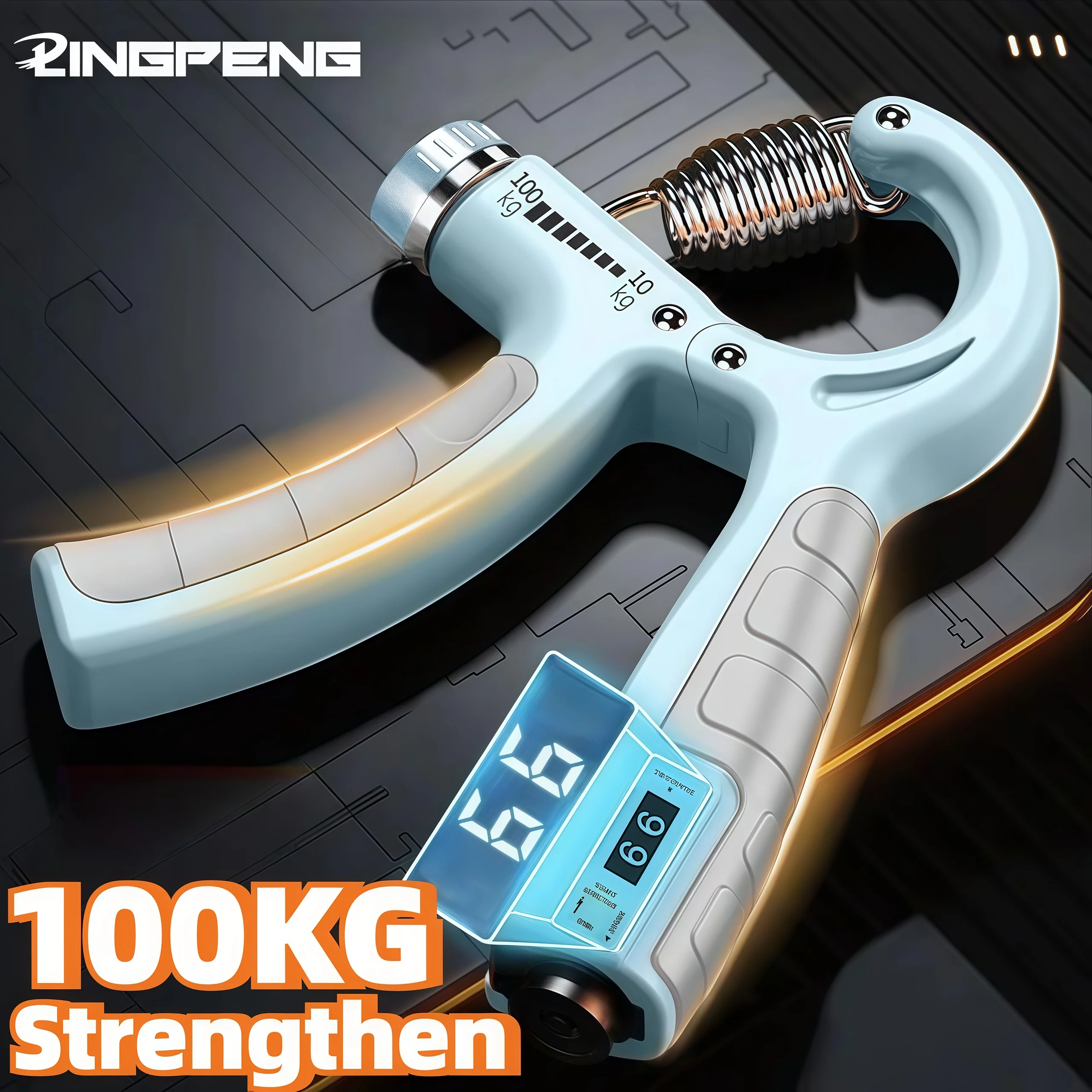10-100kg 조정 가능한 손 그립 강화제 손 그립 트레이너 (카운터 손목 팔뚝 및 근육 강화를위한 손 운동기 포함)