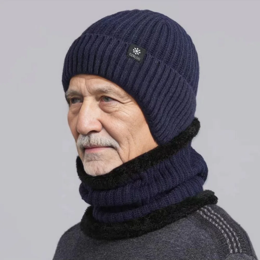 

Middle-aged And Elderly Men's Beanie Hats Winter Outdoor Thickening Cycling Windproof Knitted Hats Warm Earmuffs Woolen Caps