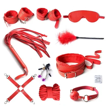 BDSM Bondage Restraint Set Sex Handcuffs Whip Anal Beads Butt Plug Anal Plug Bullet Vibrator Sex Toys for Woman Adult S&M Fetish 4