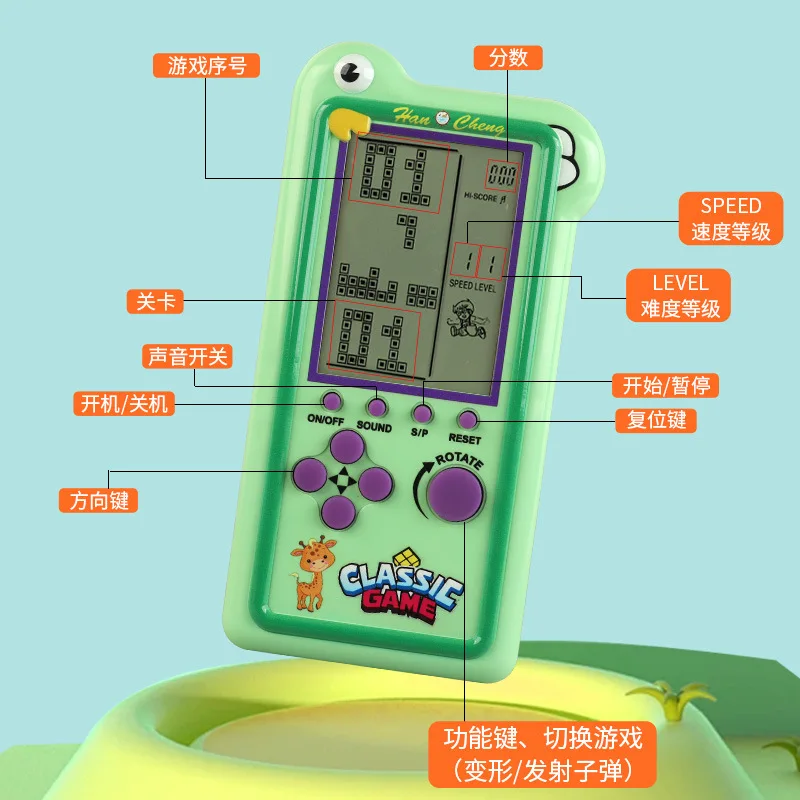 【Wireless】 New large screen electronic handheld game console, classic puzzle children's toy or rechargeable game console.