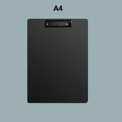 Essential Document Organizer Clip File Folder with Pen Holder and Low Profile Clip (Black - A4)