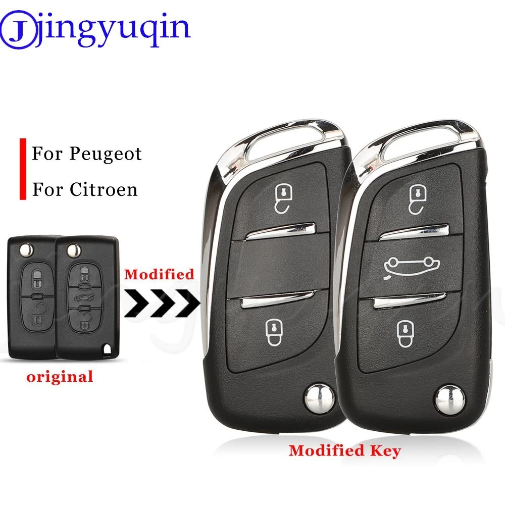 

jingyuqin CE0523 Modified Flip Car Key Shell For Peugeot 207 308 307 407 607 807 For Citroen C2 C3 C4 C5 C6 XSARA PICASSO Blade