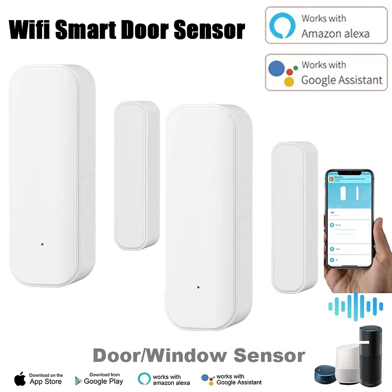 WiFi Smart Door Sensor Window Contact Open Closed Detector Smart Home Alarm Security Protection Work with Aleax Google Home