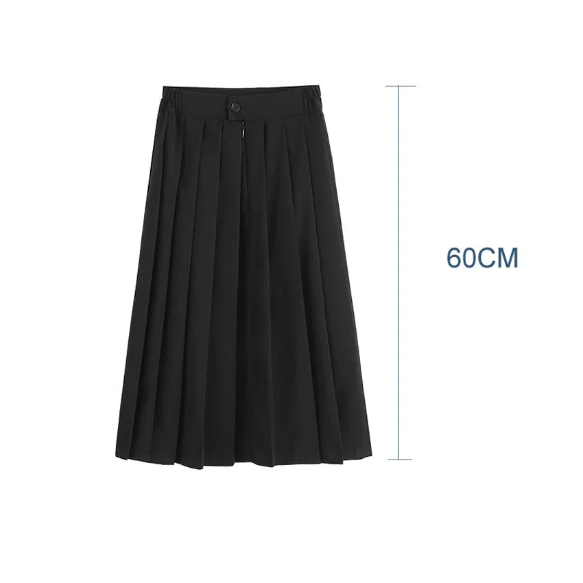 Japanese Student Girls Skirt School Uniform Solid Color Suit Pleated Skirt Short/Middle/Long High School Elastic Waist Dress 2
