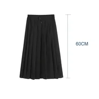Japanese Student Girls Skirt School Uniform Solid Color Suit Pleated Skirt Short/Middle/Long High School Elastic Waist Dress 2