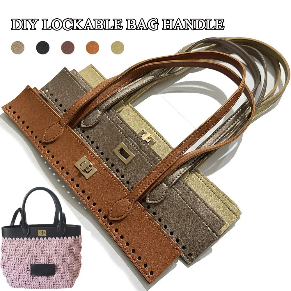 Maniglia per borsa in pelle PU retrò Maniglia per borsa intrecciata Fibbia Accessori per borse fai da te Borsa traforata Parte creativa con doppia maniglia