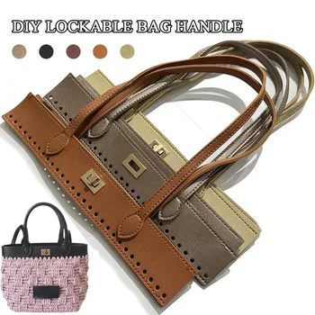 Maniglia per borsa in pelle PU retrò Maniglia per borsa intrecciata Fibbia Accessori per borse fai da te Borsa traforata Parte creativa con doppia maniglia