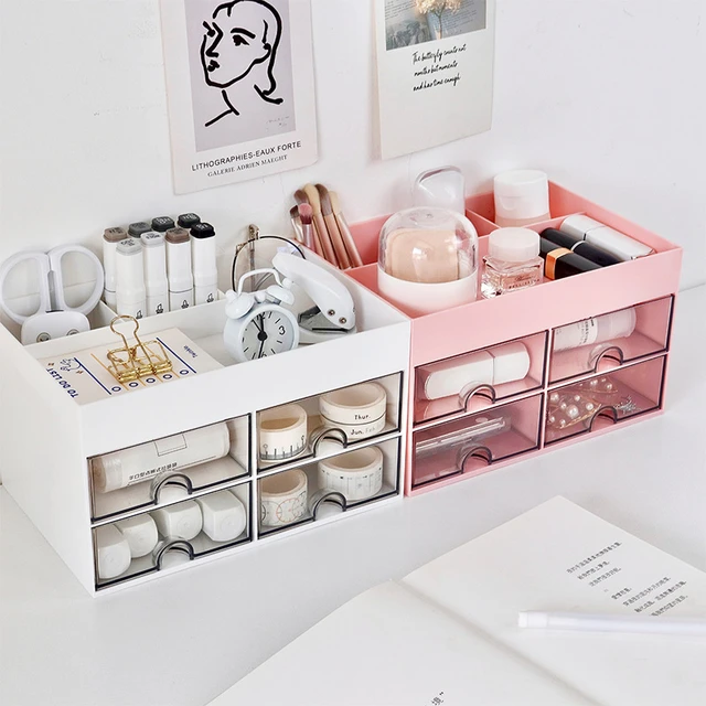 Desk Office Organizer Bins Storage Holder Desktop Pencil Pen Sundries  Stackable Plastic Container School Supplies Stationery - AliExpress