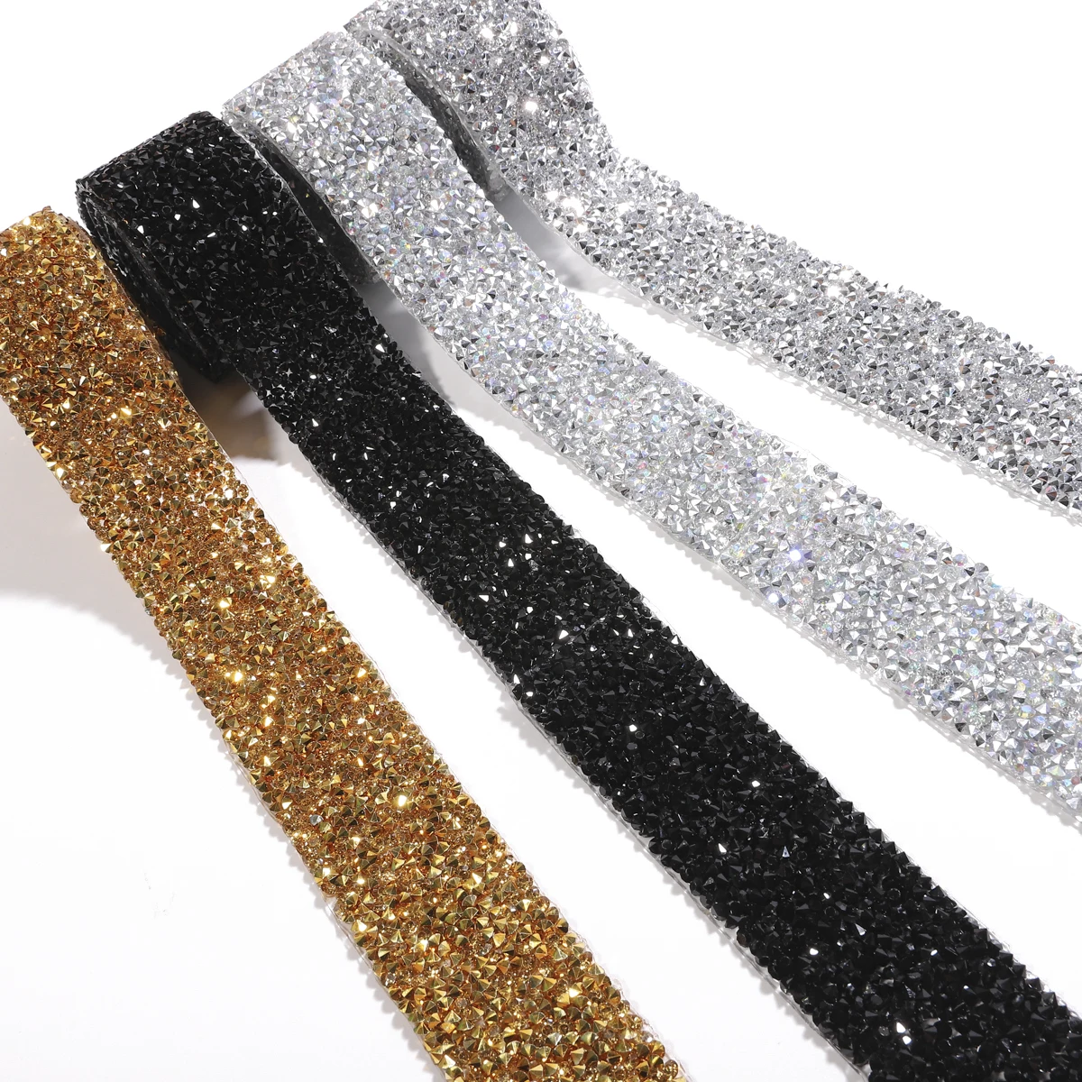 Rhinestone Trimmings 1yd crystal silver rhinestone decorative strip, rhinestone belt, DIY self-adhesive decorative strip, cloth