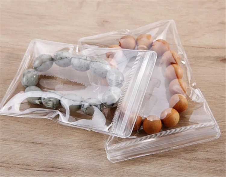 투명 플라스틱 보석 지퍼 잠금 장치 PVC 가방, 산화 방지 배터리 귀걸이, 구슬 옥 다이아몬드 팔찌 선물 파우치, 100 개