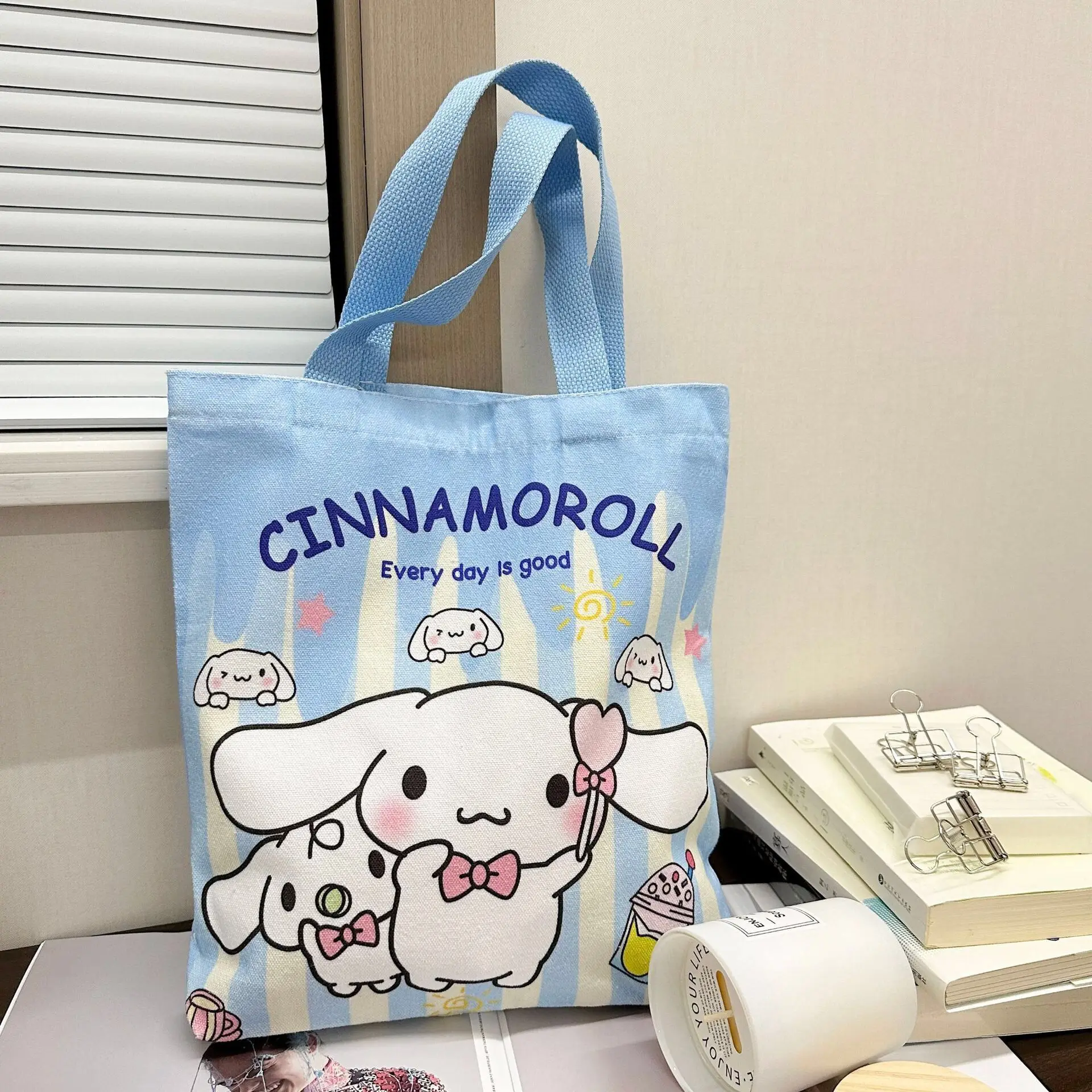 Cartoon handbag, ladies' student large capacity lunch box bag, hand-held bag, cute tutoring bag, tote bag 1