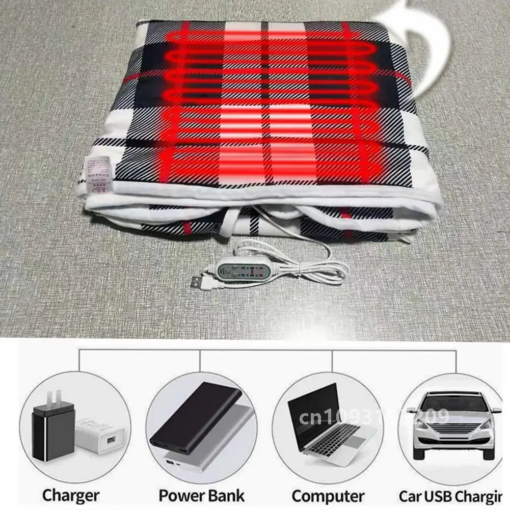 Electric Blanket Wearable 3 Heat Settings Soft Warm Shawl USB Electric Mat For Bed Home Office Body Warmer Heated Blanket