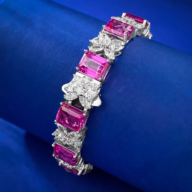 

Браслет из серебра S925 пробы с бриллиантами 7*9, оптовая продажа, женский модный и элегантный богатый женский стиль