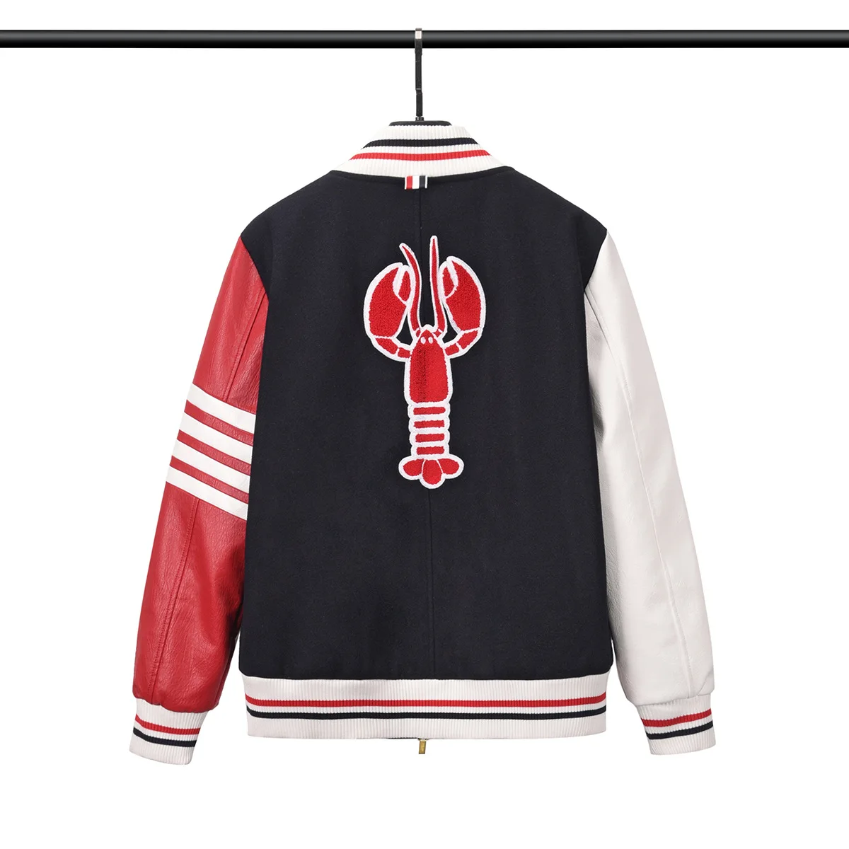 TB THOM Men's Jackets Winter Korean Designer Coats Patchwork Color Lobster Pattern Stripes Jackets Streetwear Varsity Jacket