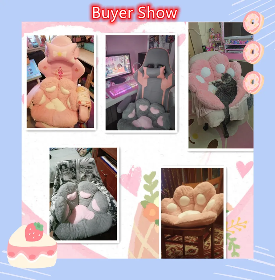 2 Sizes Cat Bear Paw Plush Seat Cushion Indoor Floor Stuffed Sofa Colorful Animal Decor Pillow for Children Grownups Gift