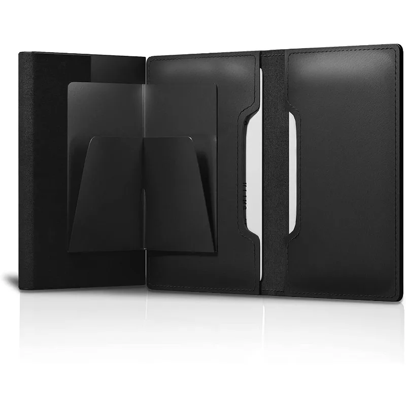 CASEKEY Men Cow Leather Smart Airtag Wallet RFID Crazy Horse Premium Leather Magnetic Closure Pop Up Credit Air Tag Card Holder