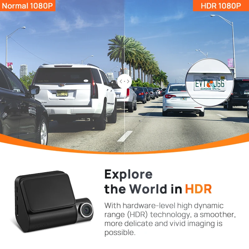 Global 70mai Dash Cam A200 Dual-channel Record 1080P HDR 2'' IPS Screen 24H Parking Monitor 70mai Car DVR A200 WIFI APP 130° FOV