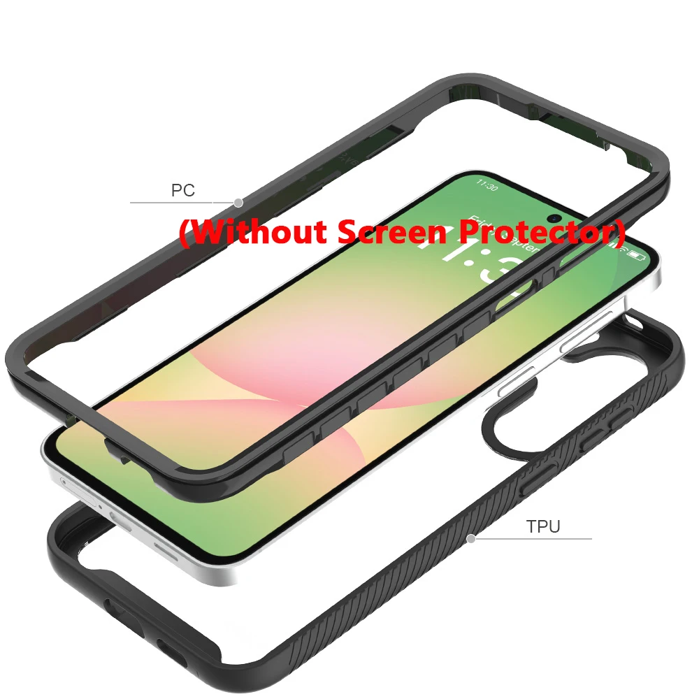 Hybrid Armor Shockproof Transparent Phone Case with TPU Plastic Frame