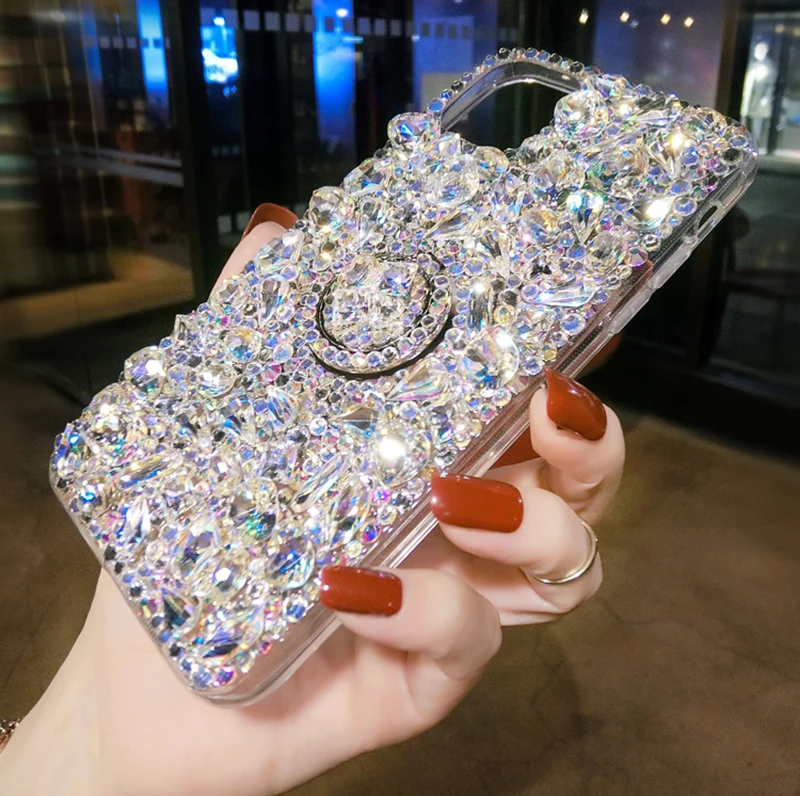 case for iphone 13 pro max Luxury 3D Rhinestone Diamond Case For iPhone 13 12 11 Pro Max 12mini 7 8 Plus SE2020 X XS XR XSMax Colored Bump Stand Back Cover iphone 13 pro max cover