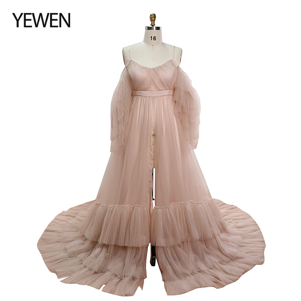 

Elegant Off Shoulder Evening Gowns Long Front Slit Photography Robe Formal Dresses Vestidos De Fiesta YEWEN