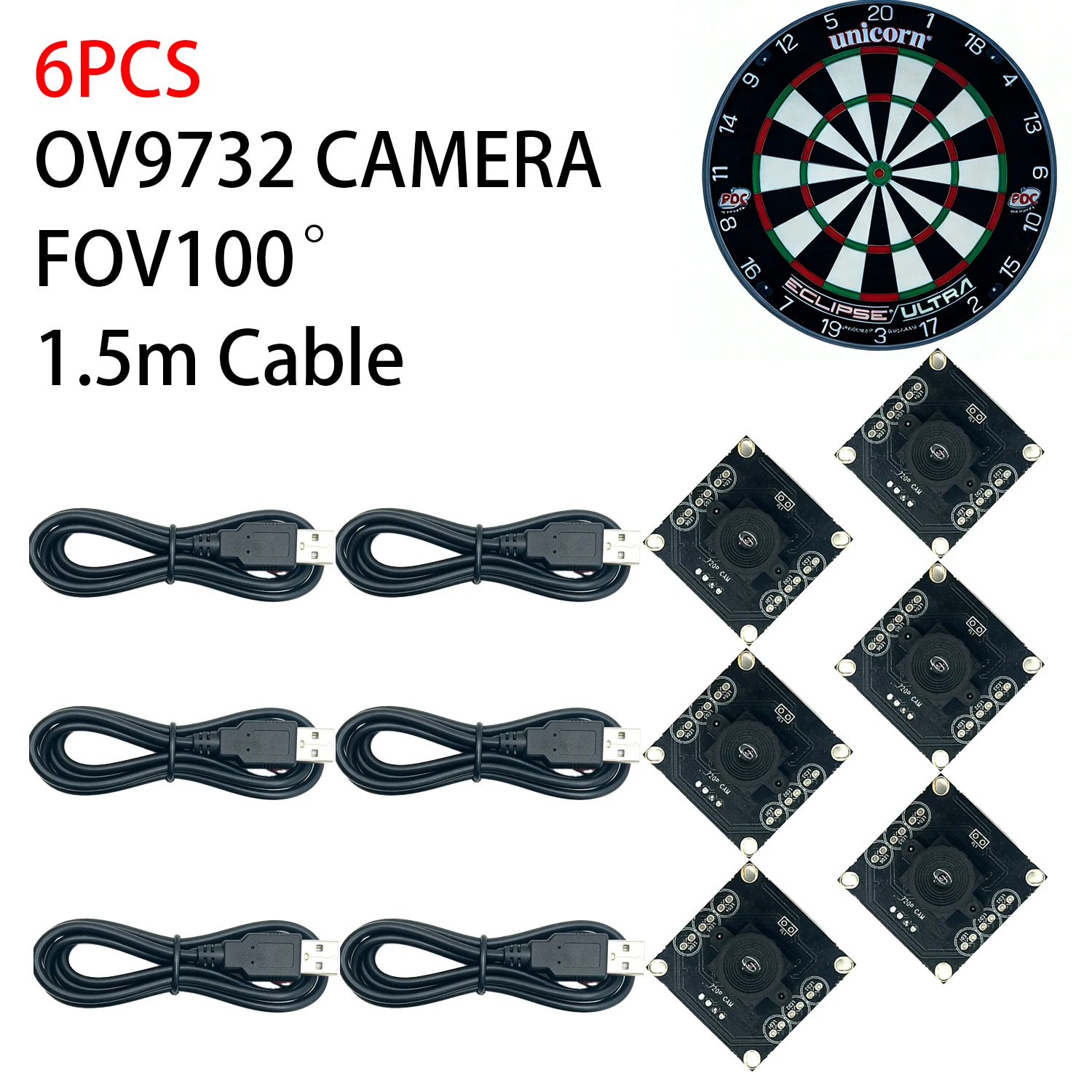 3팩 OV9732 USB 카메라 100 ° Autodarts.io 다트 점수 계산 시스템 라즈베리 파이 맥 리눅스용 무왜곡 30FPS