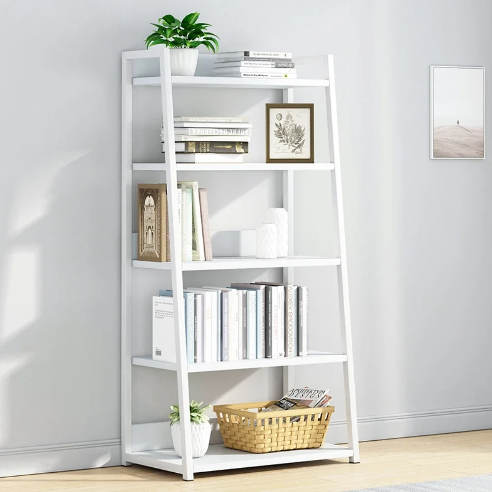Ladder Shelf Bookcase Leaning Free Standing Wooden Frame Decor Bookshelf Storage Flower Shelf Plant Display Shelf Home Office
