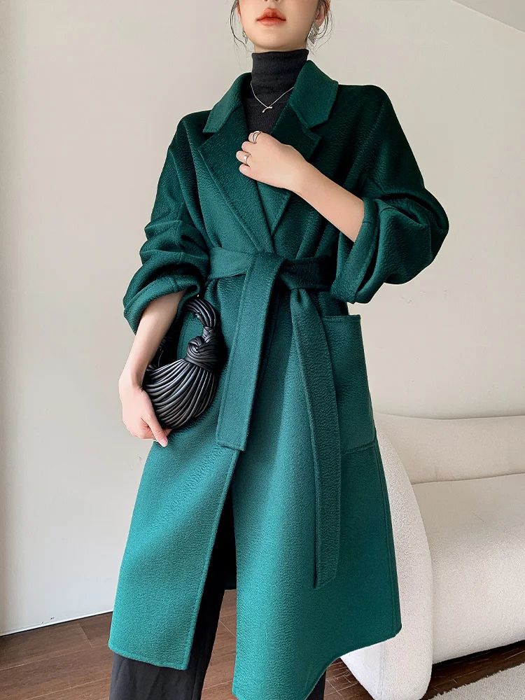 

LONGMING Woolen Jackets Winter Coat for Women New 100% Wool Trend Lapel Elegant Cashmere Overcoats Ladies Autumn Clothing Korean