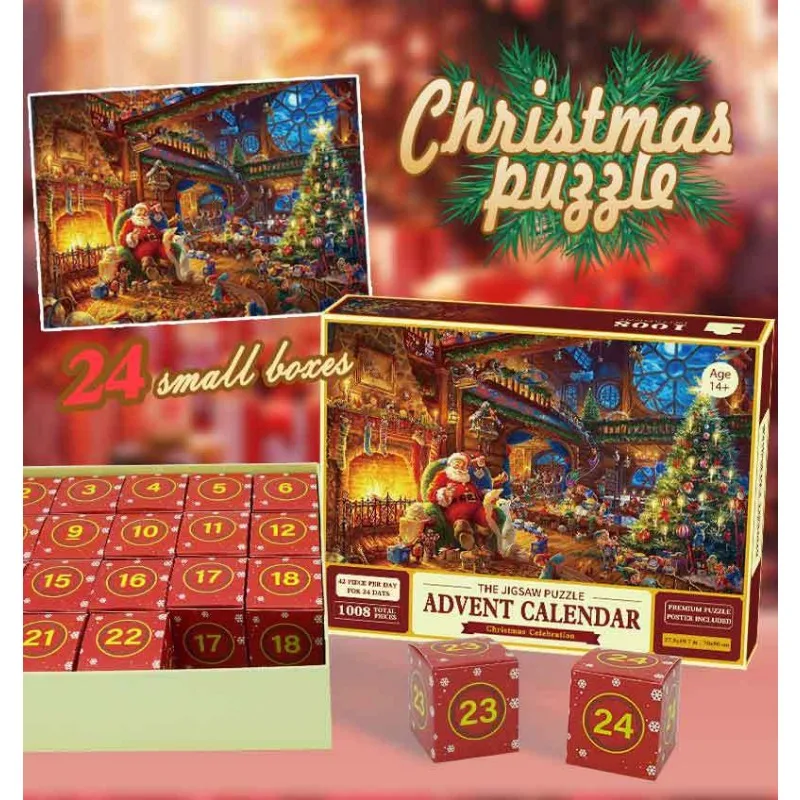 

Puzzle Advent Calendar 2023 Christmas Kids and Adults 24 Days Countdown Calendars for Boys Girls 1008 Pieces Puzzle 24 Boxes