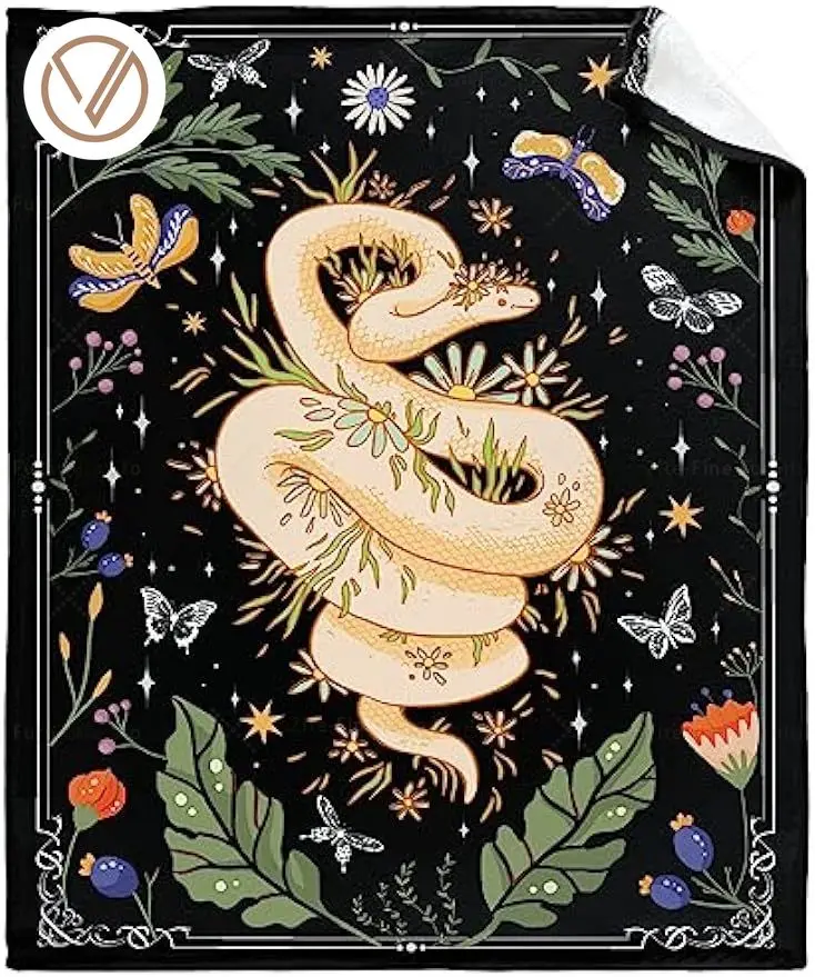 

Flower Snake Blanket Gift for Girl Women Flower Snakes Blanket Soft Flower Throw Blanket Warm Gift for Snakes Lover Birthday