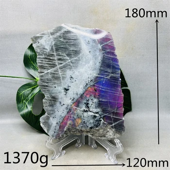 Natural Gemstone Purple Labradorite Double-sided Glitter Pull Feldspar Original Mineral Specimen Home Room Decoration Gift