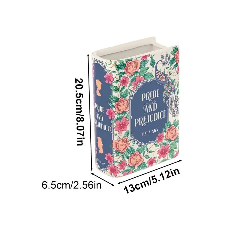 Bookshelf Vase Cute Book Shape Ceramic Vase Unique Book Planter Pot Book Flower Vase Cute Bookshelf Decor For Flowers & Book 6