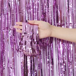 Festive Sequin Foil Fringe Party Backdrop Curtain - 1m wide and 3m long (Glossy Pink)