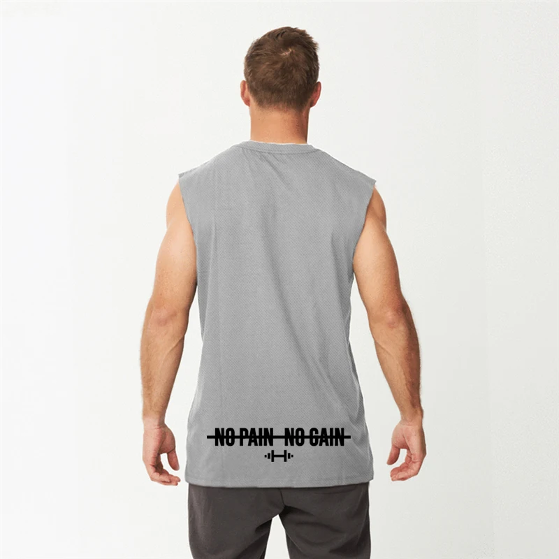 

2022 Mens Gym Casual Muscle Mesh Tank Top Fashion Fitness Sporting Sleeveless Quick-drying Vest Workout Bodybuilding Singlets