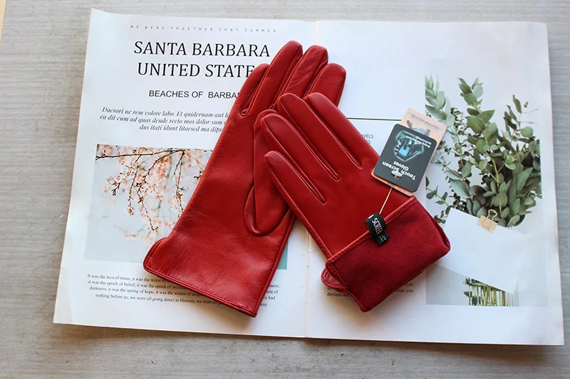 Summer Driving Thin Sheepskin Leather Gloves Women's Touch Screen Single Unlined Straight Style Motorcycle Riding Gloves