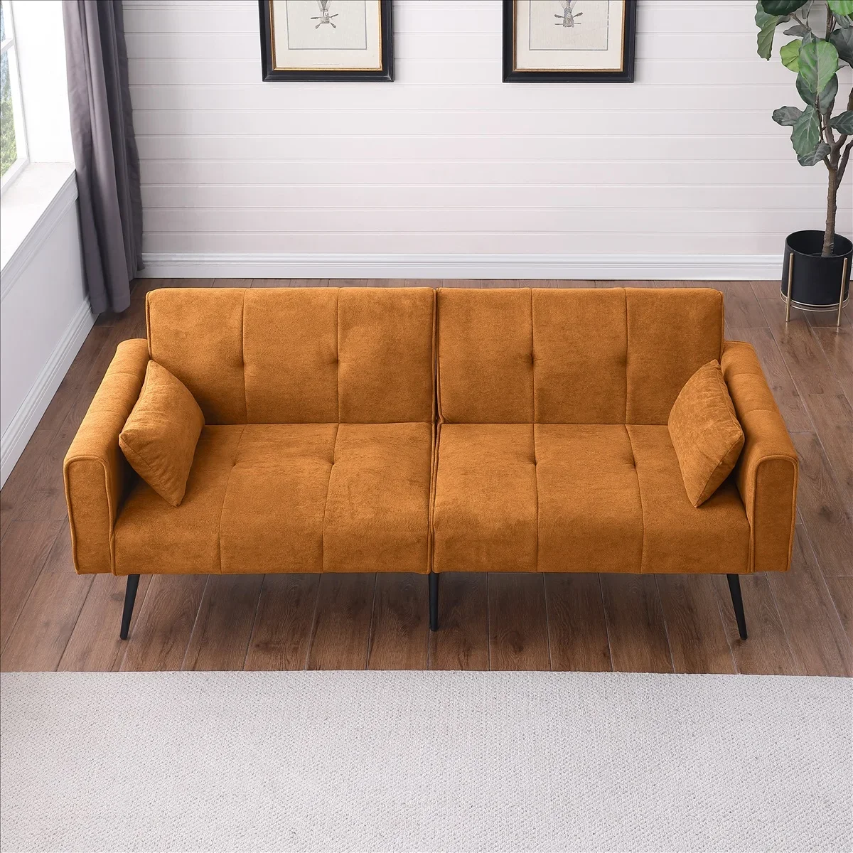 Moderne 68-Zoll-Futon-Couch mit umwandelbarem Bett, Schlafsofa, Schlaf-Wohnzimmermöbel-Futon-Set, geeignet für Wohnzimmer, Büro – Detail 25